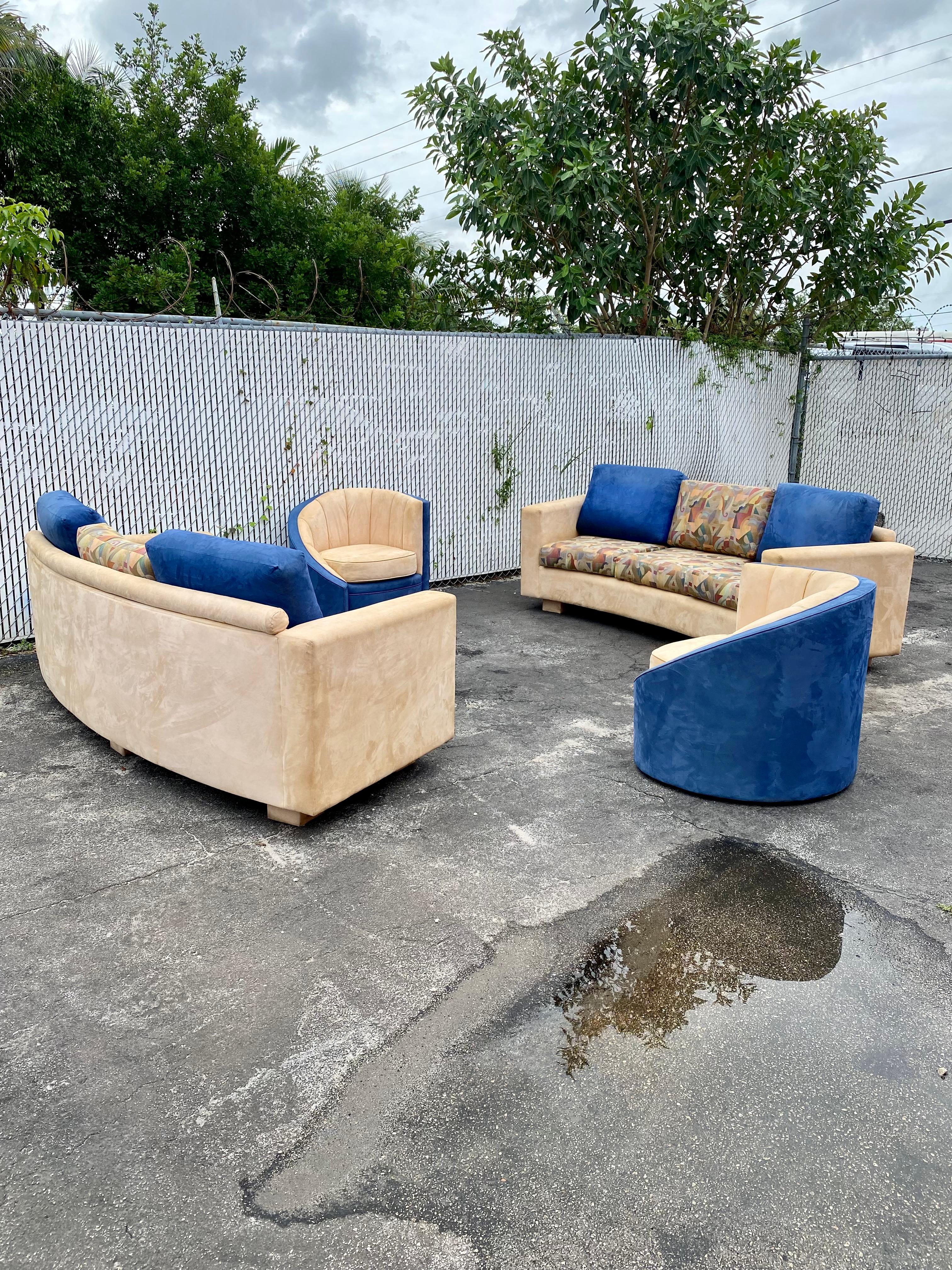 1990s Weiman Asymmetrical Channeled Barrel Chairs, Set of 2 For Sale 7