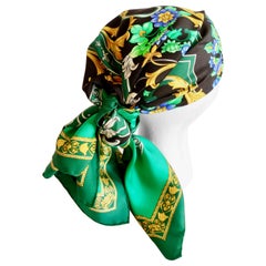 1990s Atelier Versace Baroque Motif Silk Scarf 