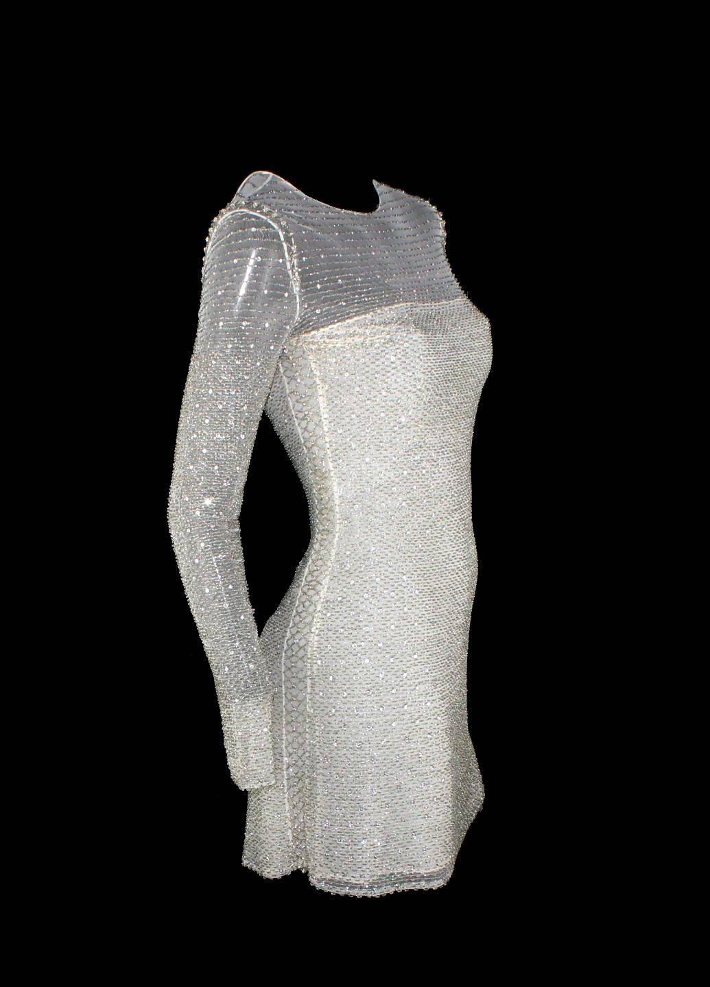 1990s Atelier Versace by Gianni Versace Beaded Mesh Silk Dress  In Excellent Condition In Switzerland, CH