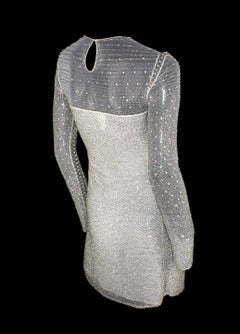 1990s Atelier Versace by Gianni Versace Beaded Mesh Silk Dress