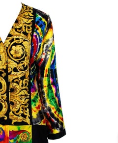 1990s Atelier Versace Haute Couture Tie Dye Baroque Silk Evening Jacket