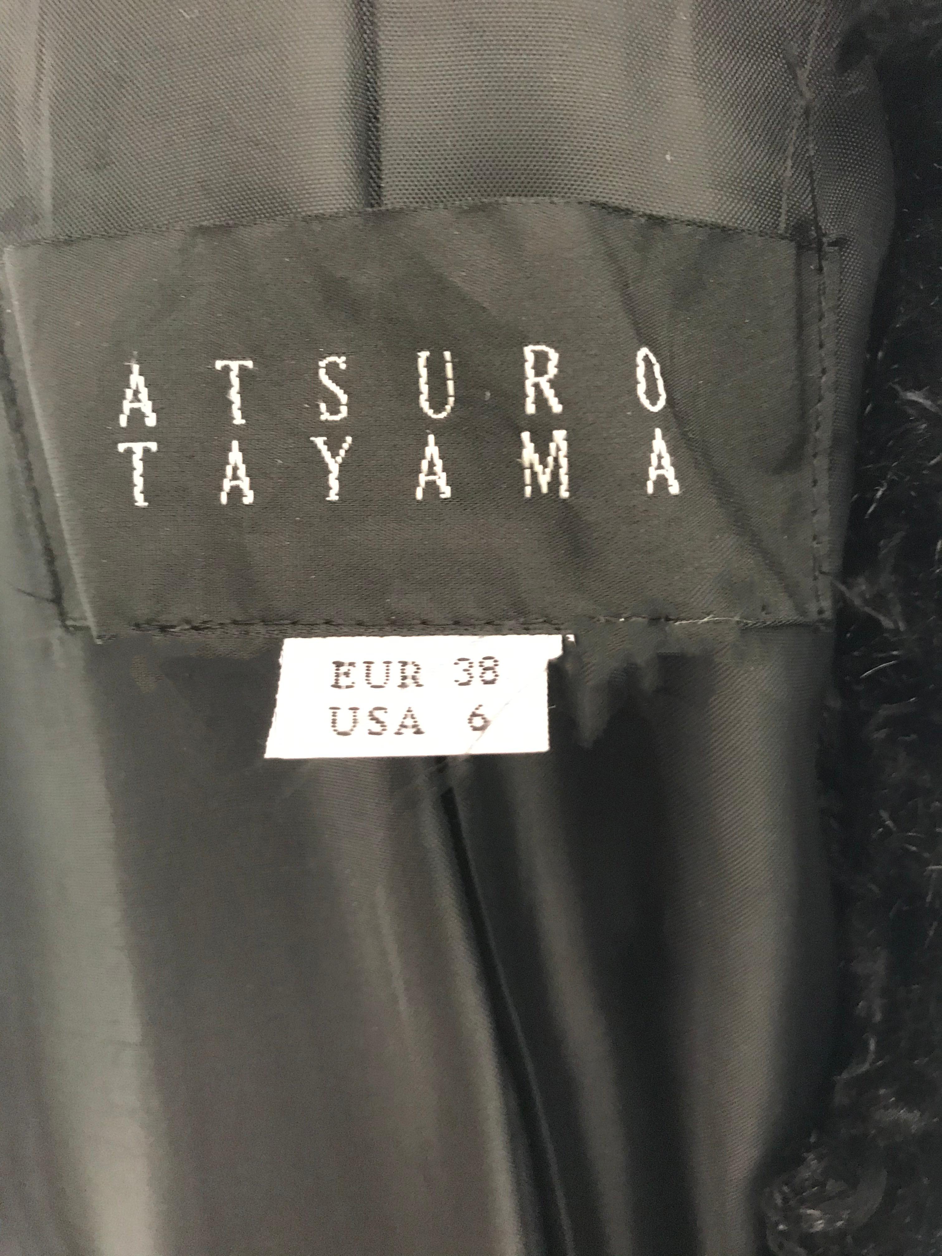 Noir Atsuro Tayama - Manteau à ceinture, en laine, années 1990 en vente