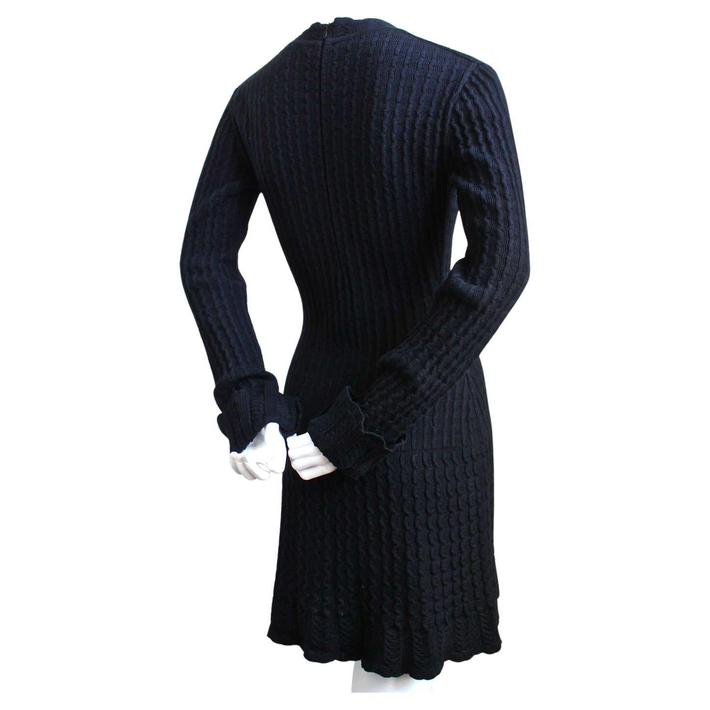 Black 1990's AZZEDINE ALAIA black crocheted dress For Sale