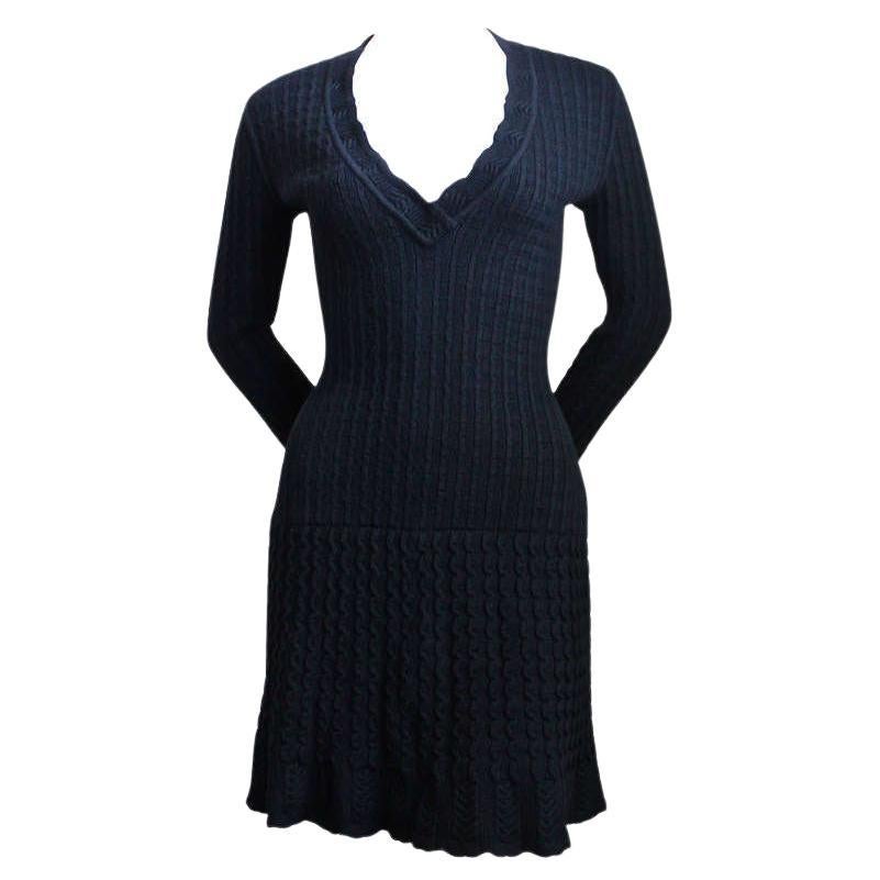 AZZEDINE ALAIA black wool dress with seamed flared skirt For Sale at ...