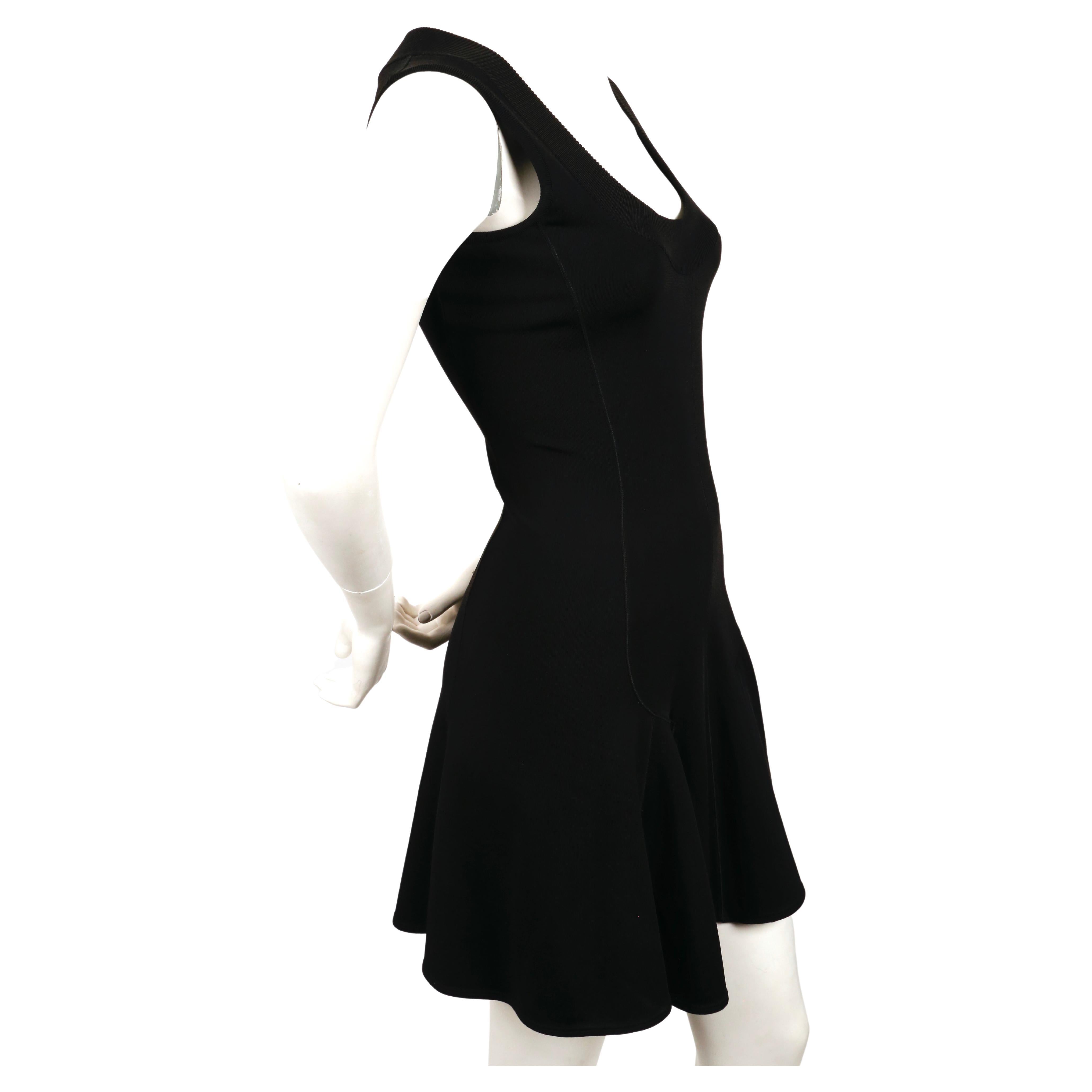 Black 1990's AZZEDINE ALAIA black flared sleeveless dress  For Sale