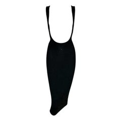 Vintage 1990's Azzedine Alaia Black Plunging Chestless Suspender Midi Dress