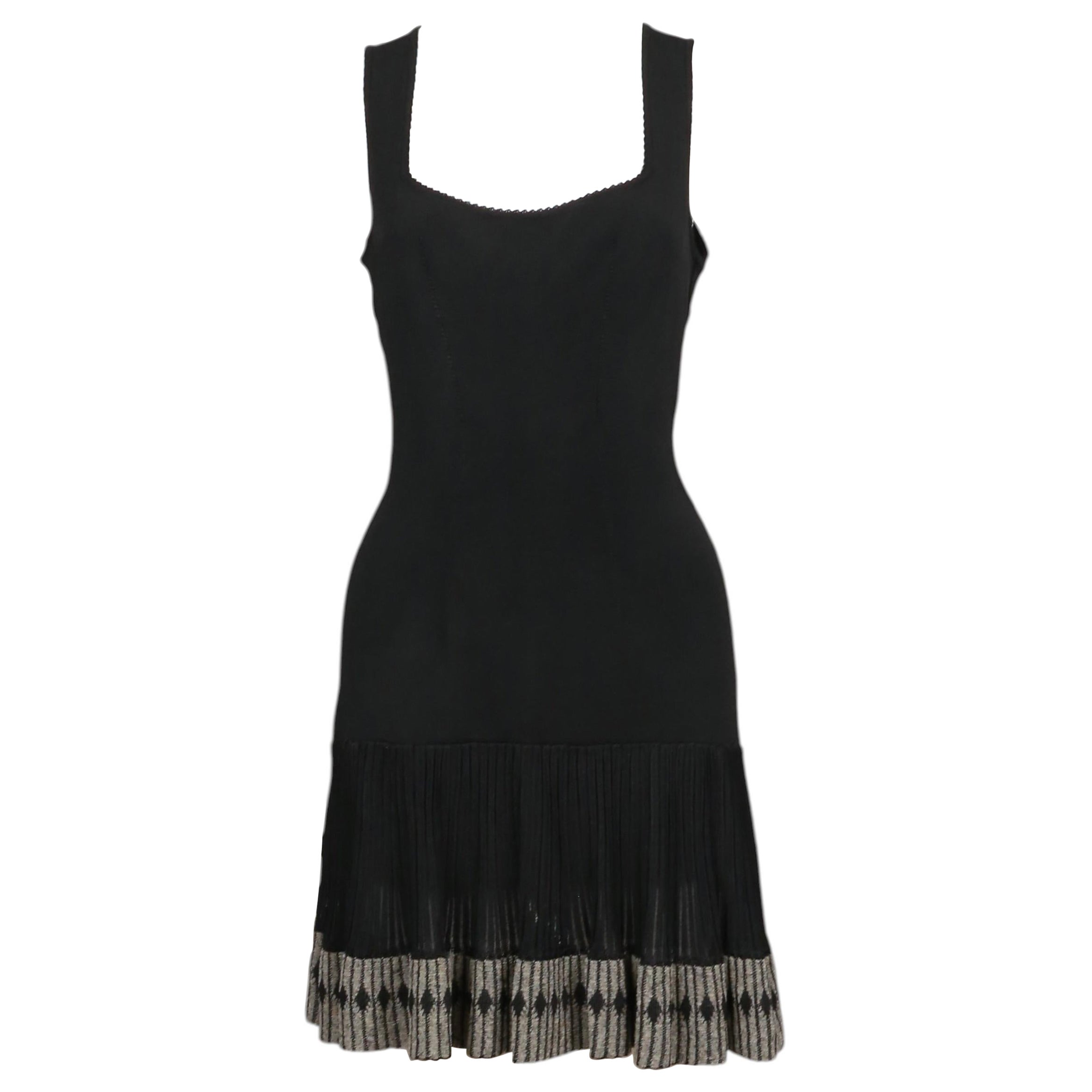 1990's AZZEDINE ALAIA black sleeveless dress with diamond trim