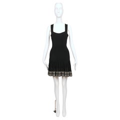 1990's AZZEDINE ALAIA schwarzes ärmelloses Kleid mit Diamantbesatz