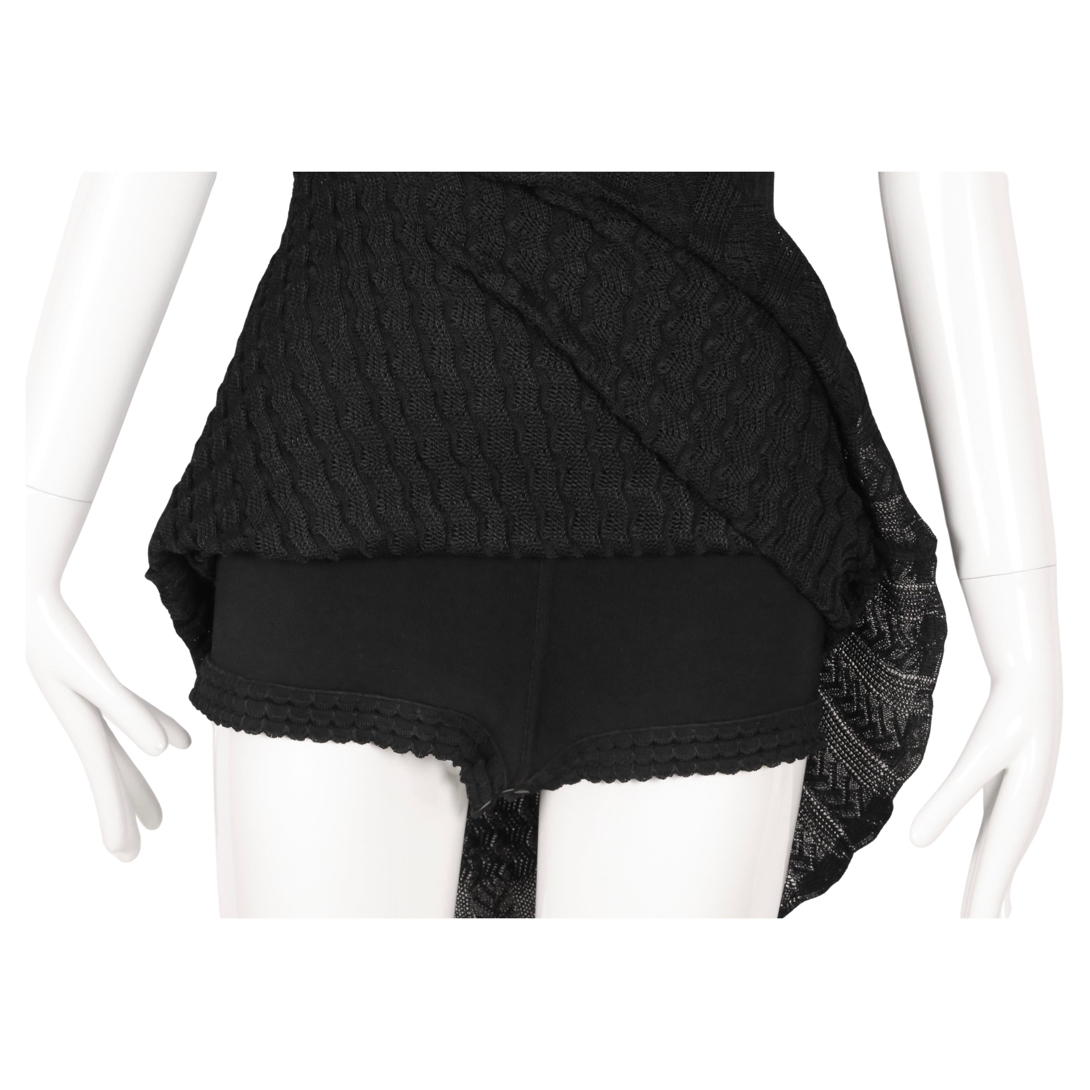 1990er Jahre AZZEDINE ALAIA schwarzes ärmelloses Strickkleid mit durchsichtigem Saum im Angebot 9