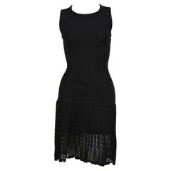 1990's AZZEDINE ALAIA black sleeveless knit dress with sheer hem