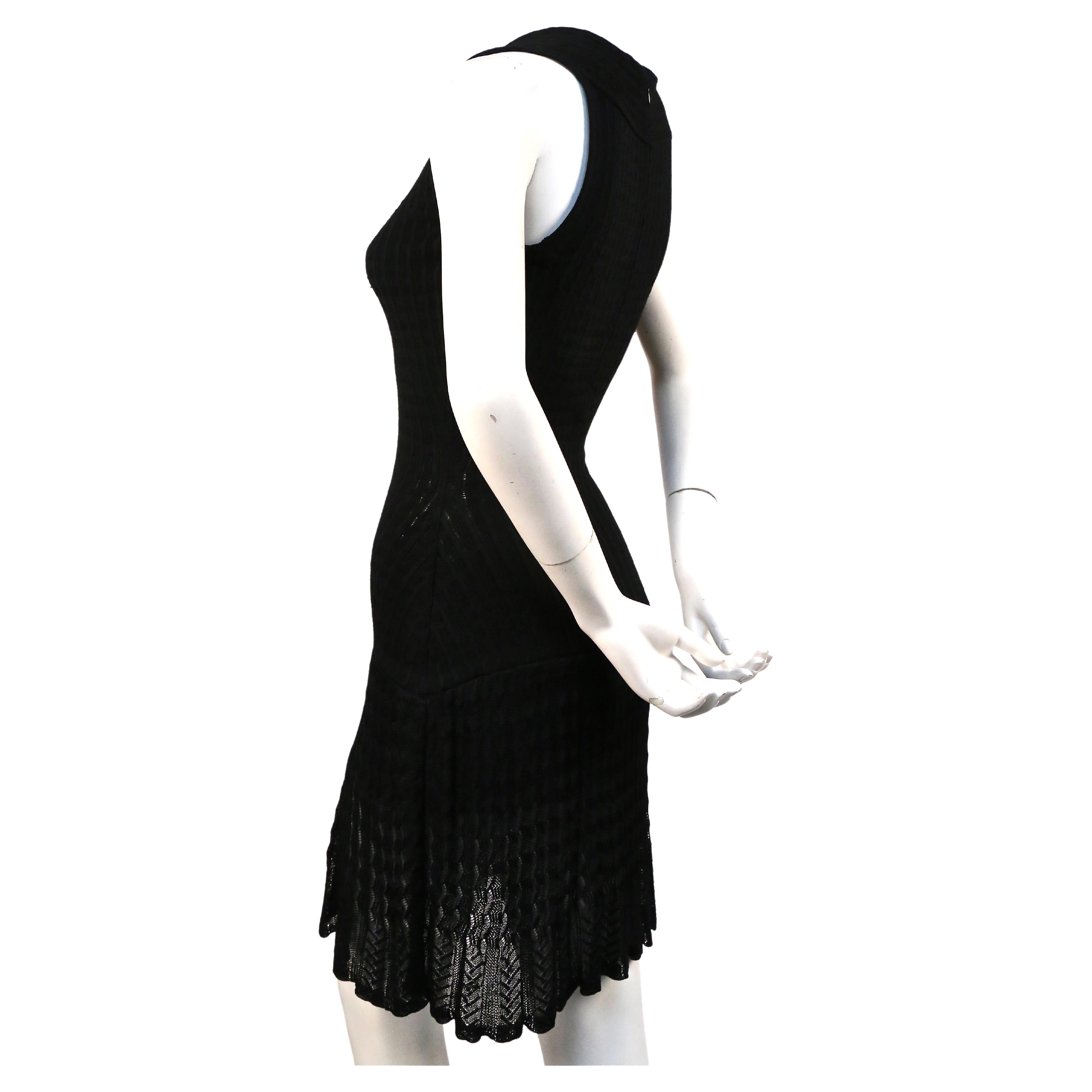 1990's AZZEDINE ALAIA black sleeveless knit dress with sheer hem In Good Condition For Sale In San Fransisco, CA