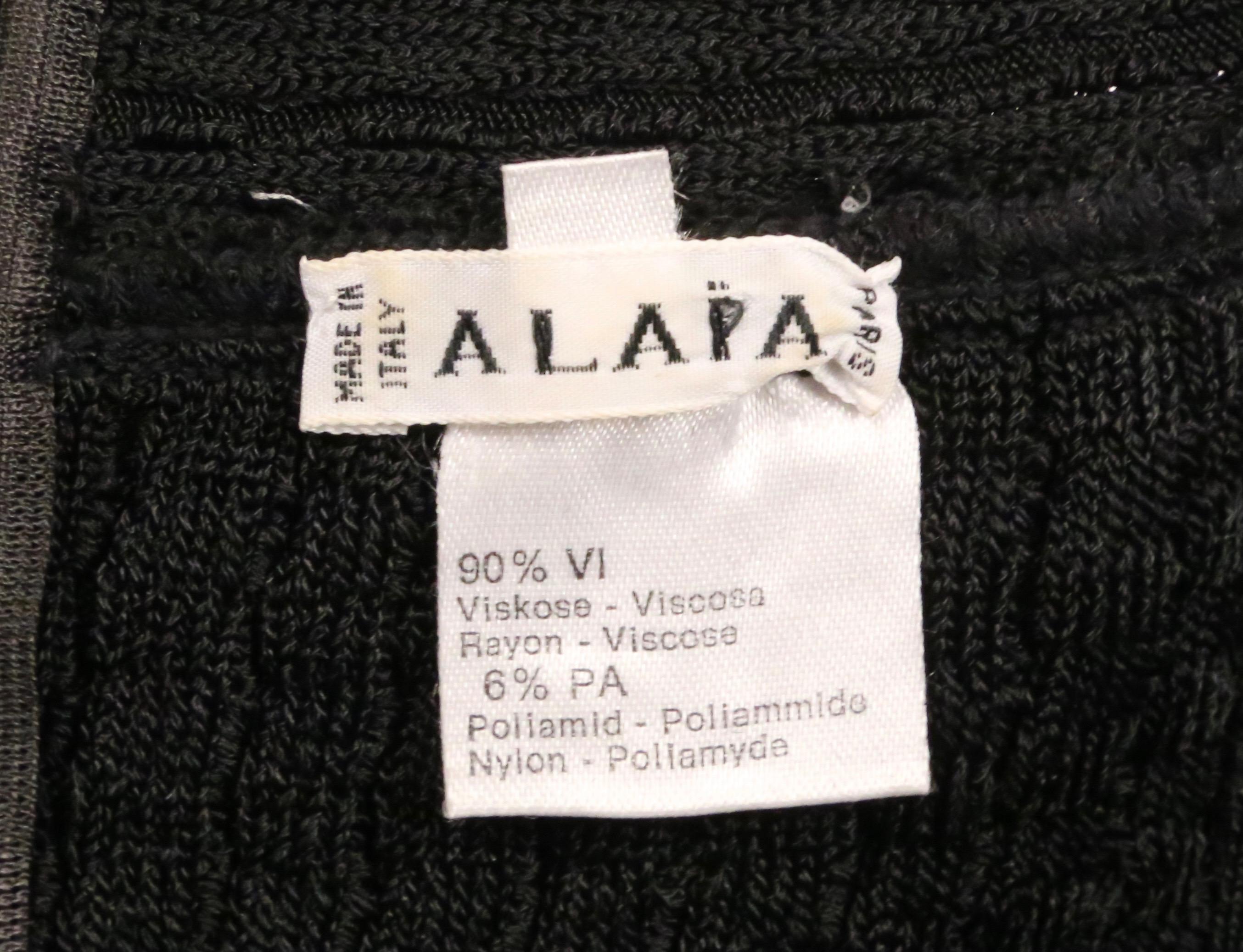Women's 1990's AZZEDINE ALAIA black sleeveless knit dress with sheer hem For Sale