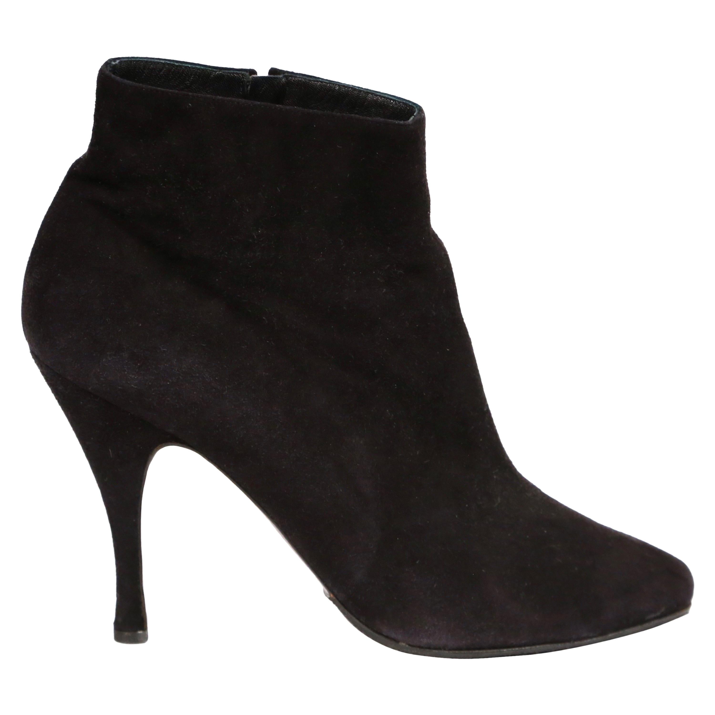 1990's AZZEDINE ALAIA black suede ankle boots For Sale