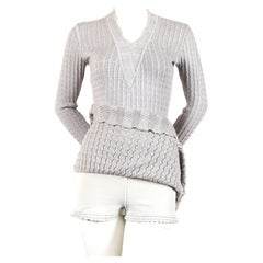 1990's AZZEDINE ALAIA blue crocheted knit dress with flounced sleeves