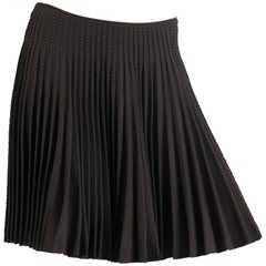 Vintage 1990S AZZEDINE ALAIA Chocolate Brown & Black Rayon Blend Knit Ra-Ra Skirt