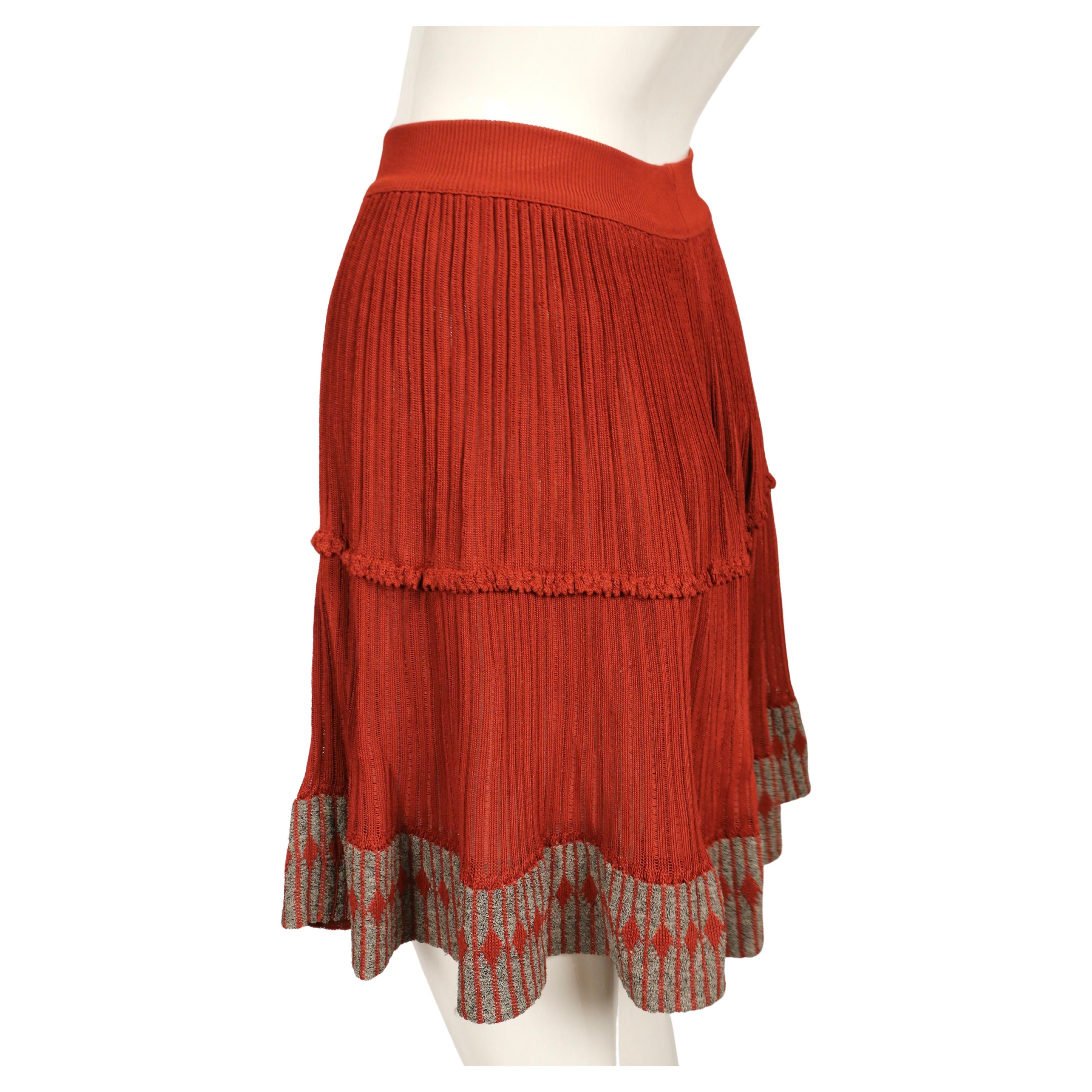 Women's 1990's AZZEDINE ALAIA cinnamon semi sheer skirt with contrasting trim For Sale