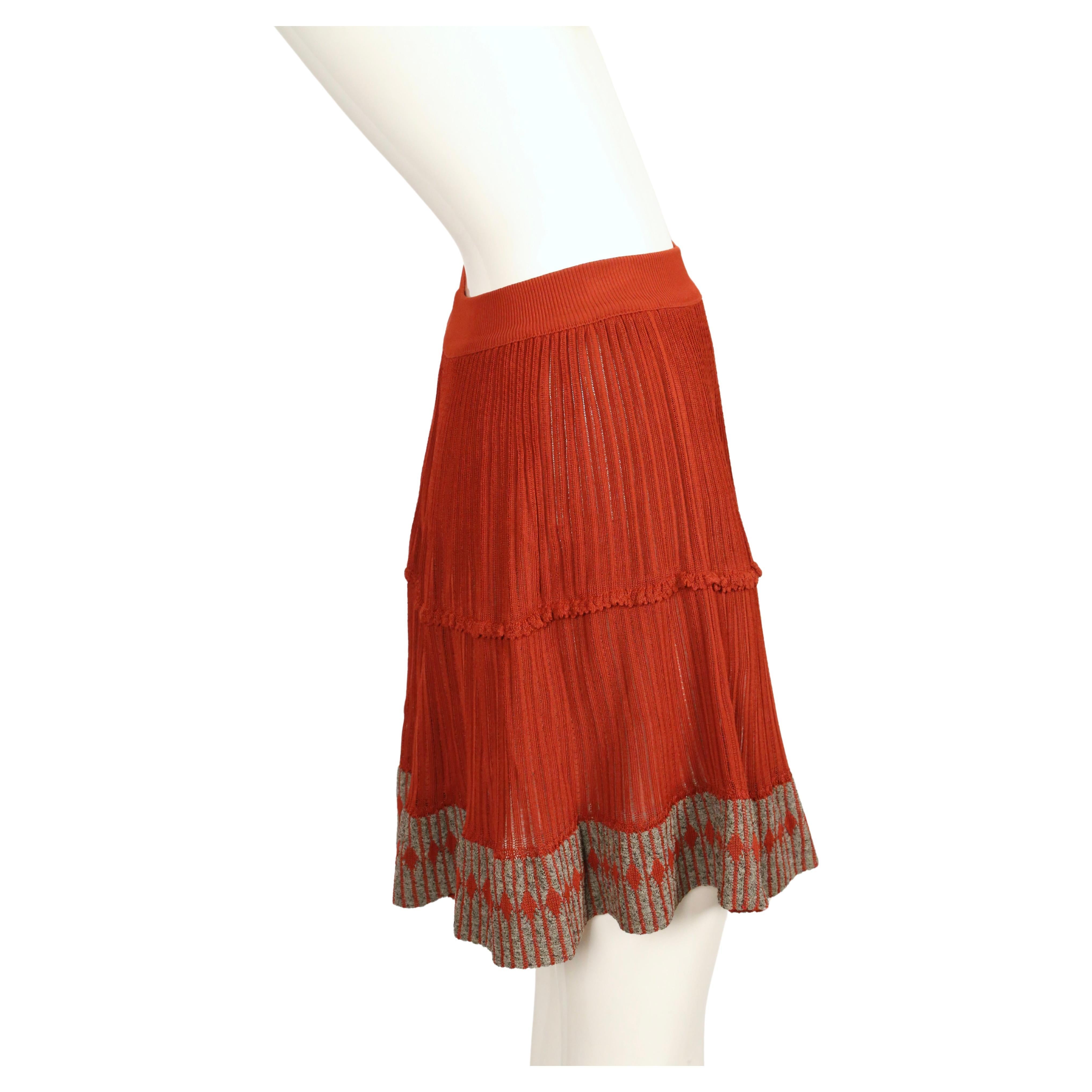 1990's AZZEDINE ALAIA cinnamon semi sheer skirt with contrasting trim For Sale 1