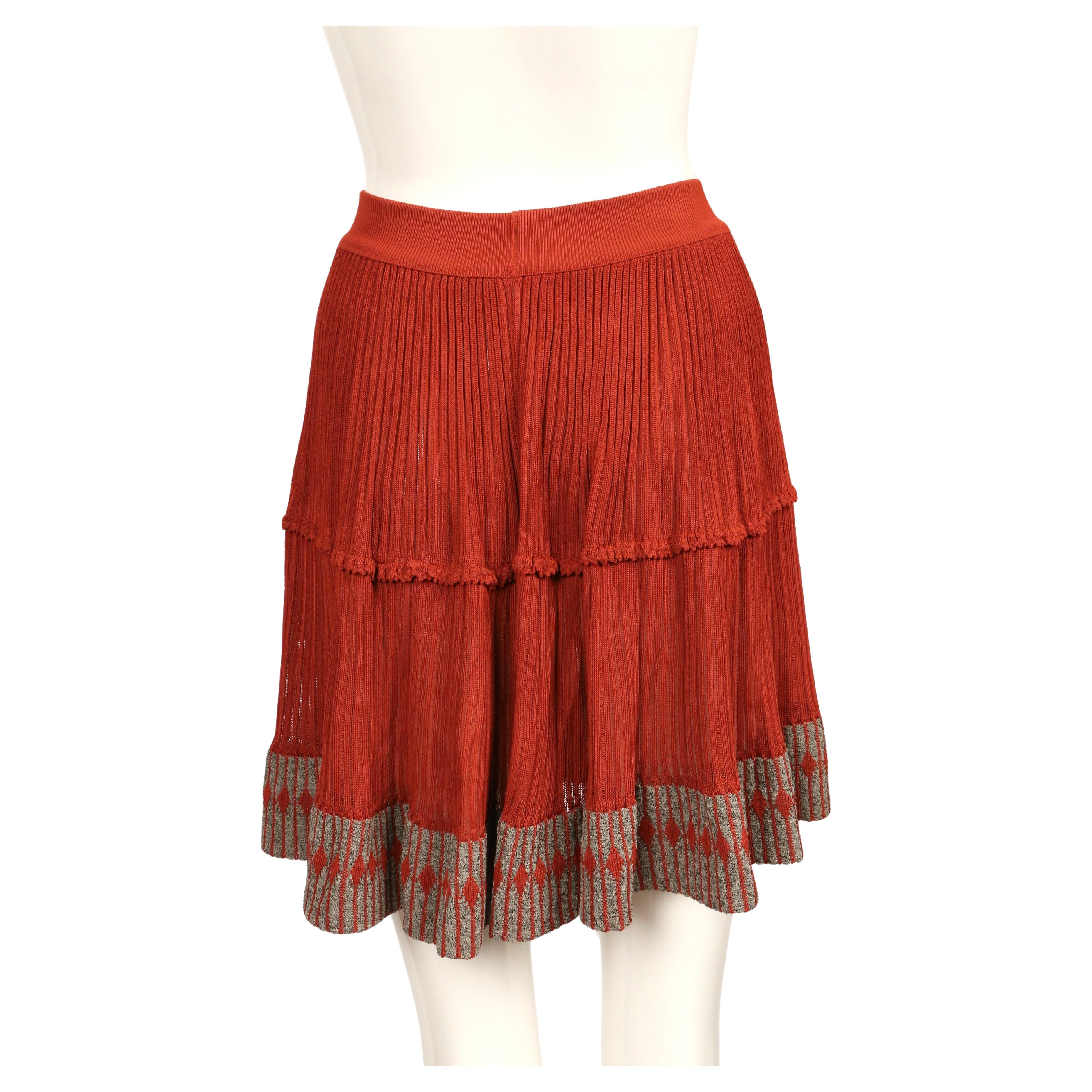 1990's AZZEDINE ALAIA cinnamon semi sheer skirt with contrasting trim For Sale 2