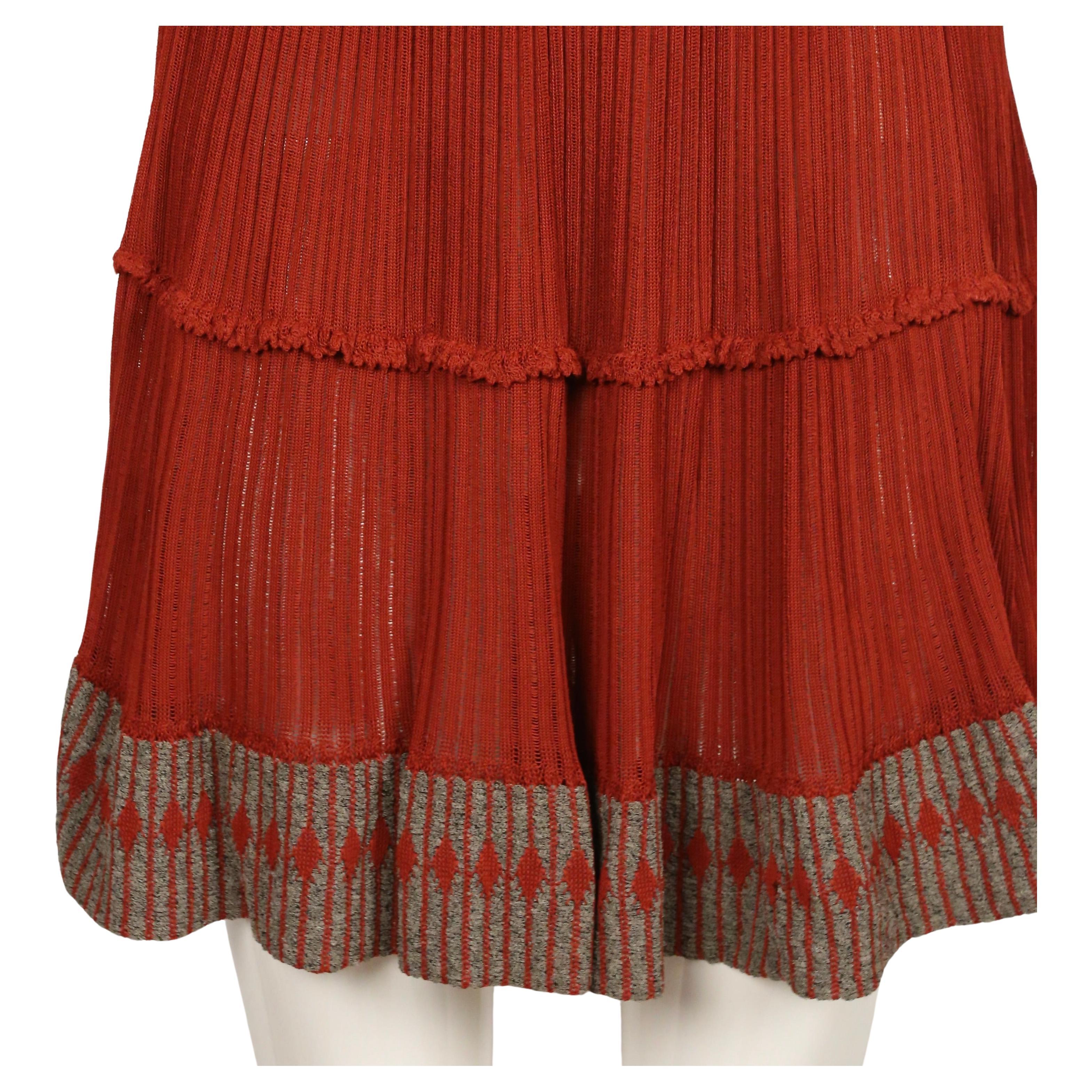 1990's AZZEDINE ALAIA cinnamon semi sheer skirt with contrasting trim For Sale 3