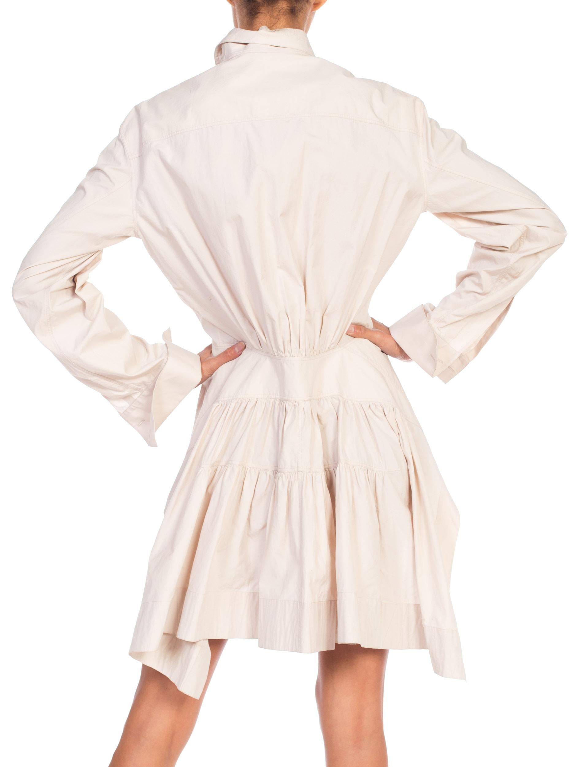 1990S AZZEDINE ALAIA Ecru Cotton Shirt Dress 3