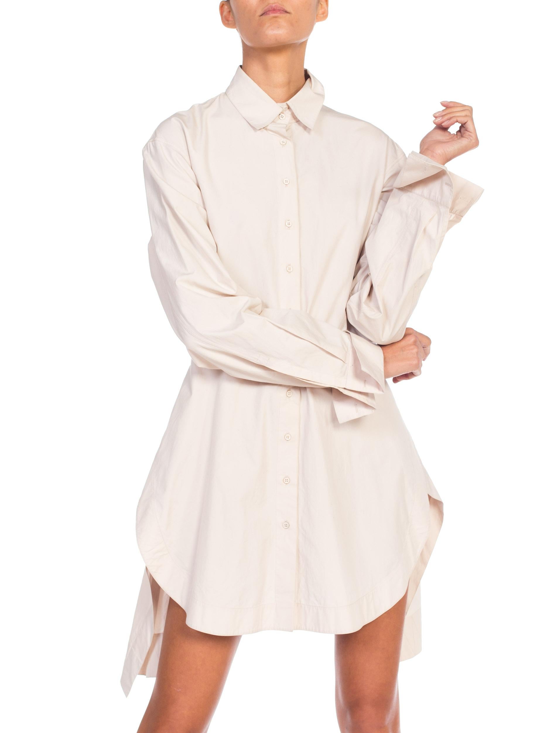 1990S AZZEDINE ALAIA Ecru Cotton Shirt Dress 6