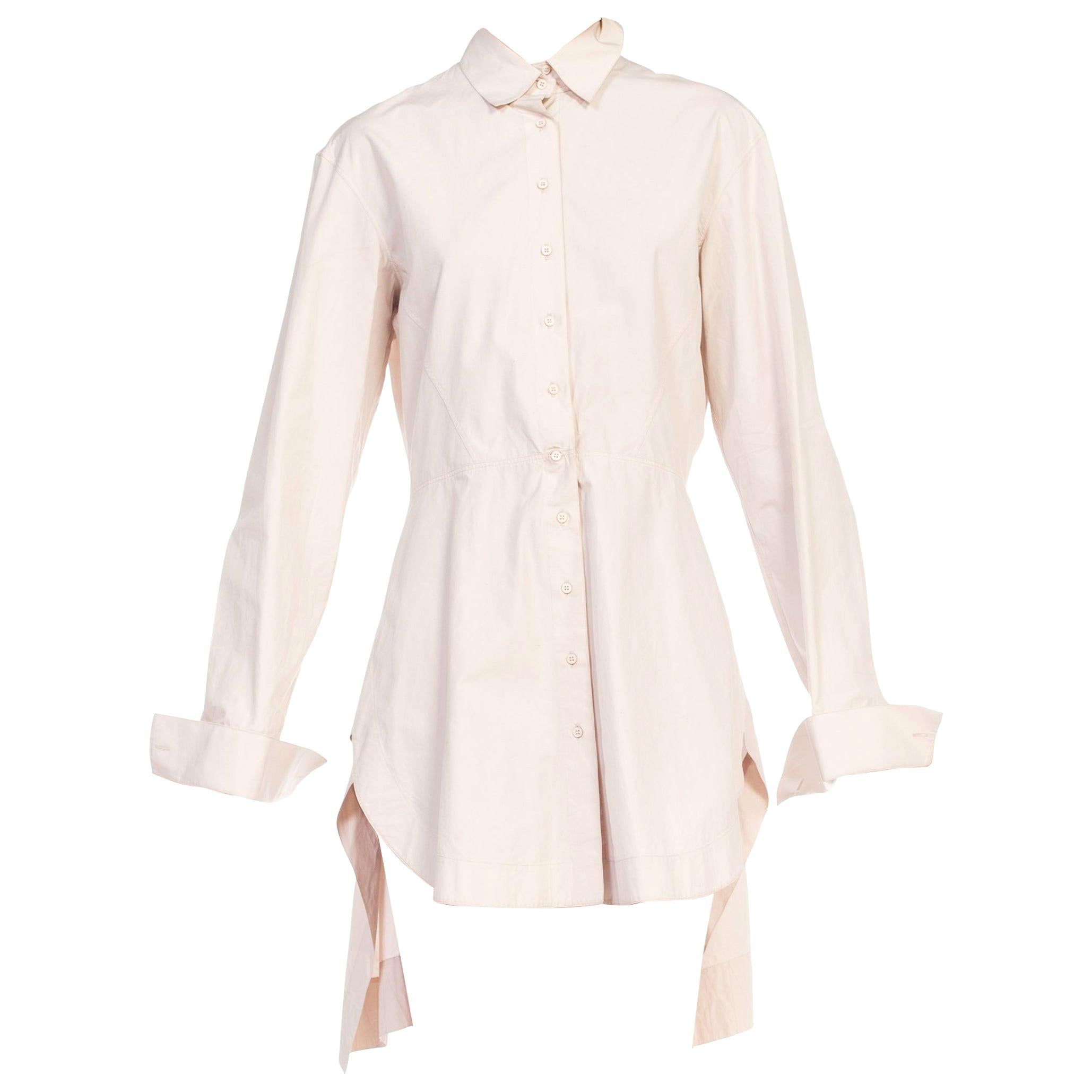 1990S AZZEDINE ALAIA Ecru Cotton Shirt Dress