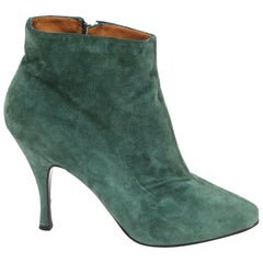 1990's AZZEDINE ALAIA green suede ankle boots