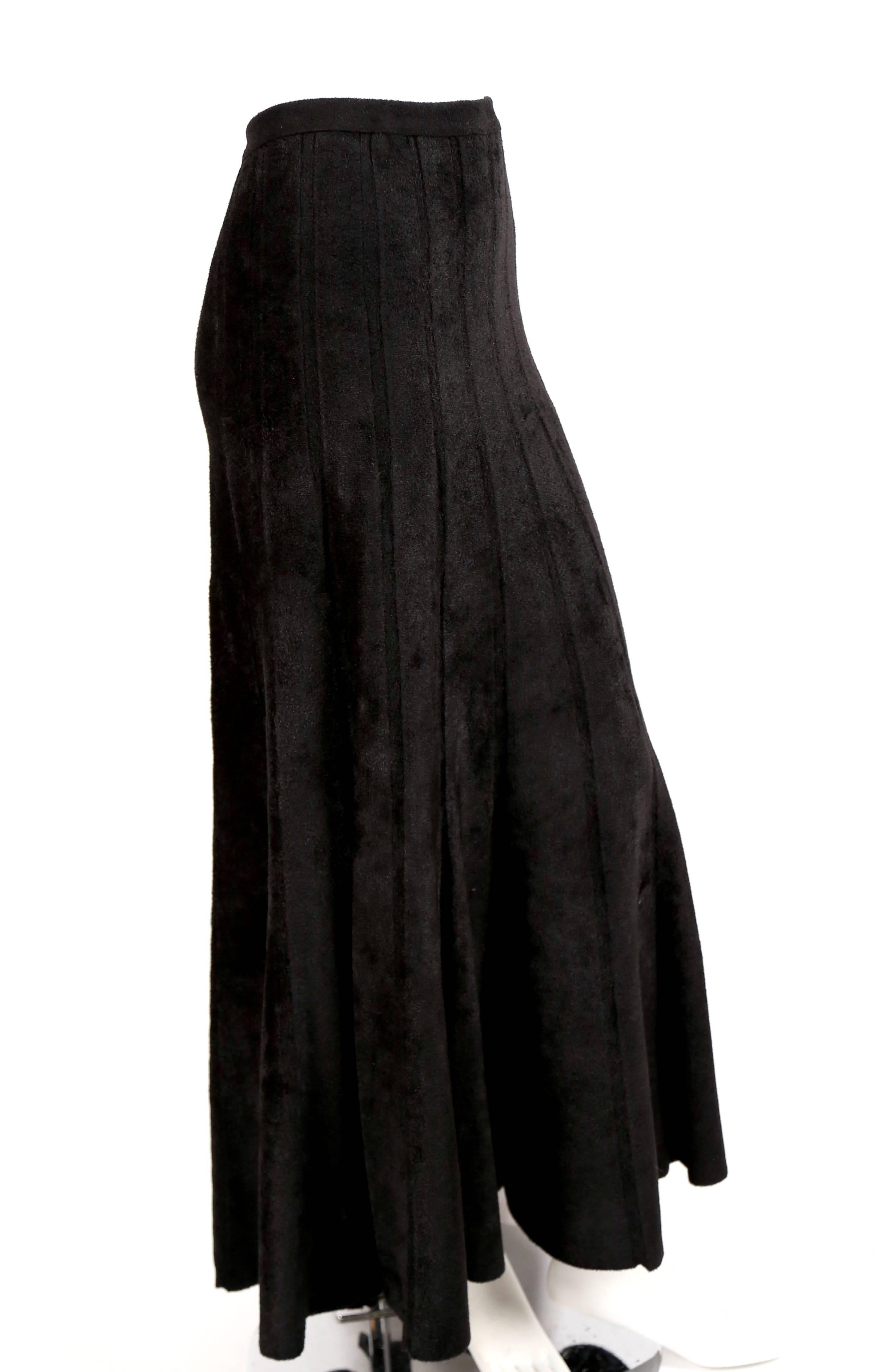 Black 1990's AZZEDINE ALAIA long black chenille knit skirt