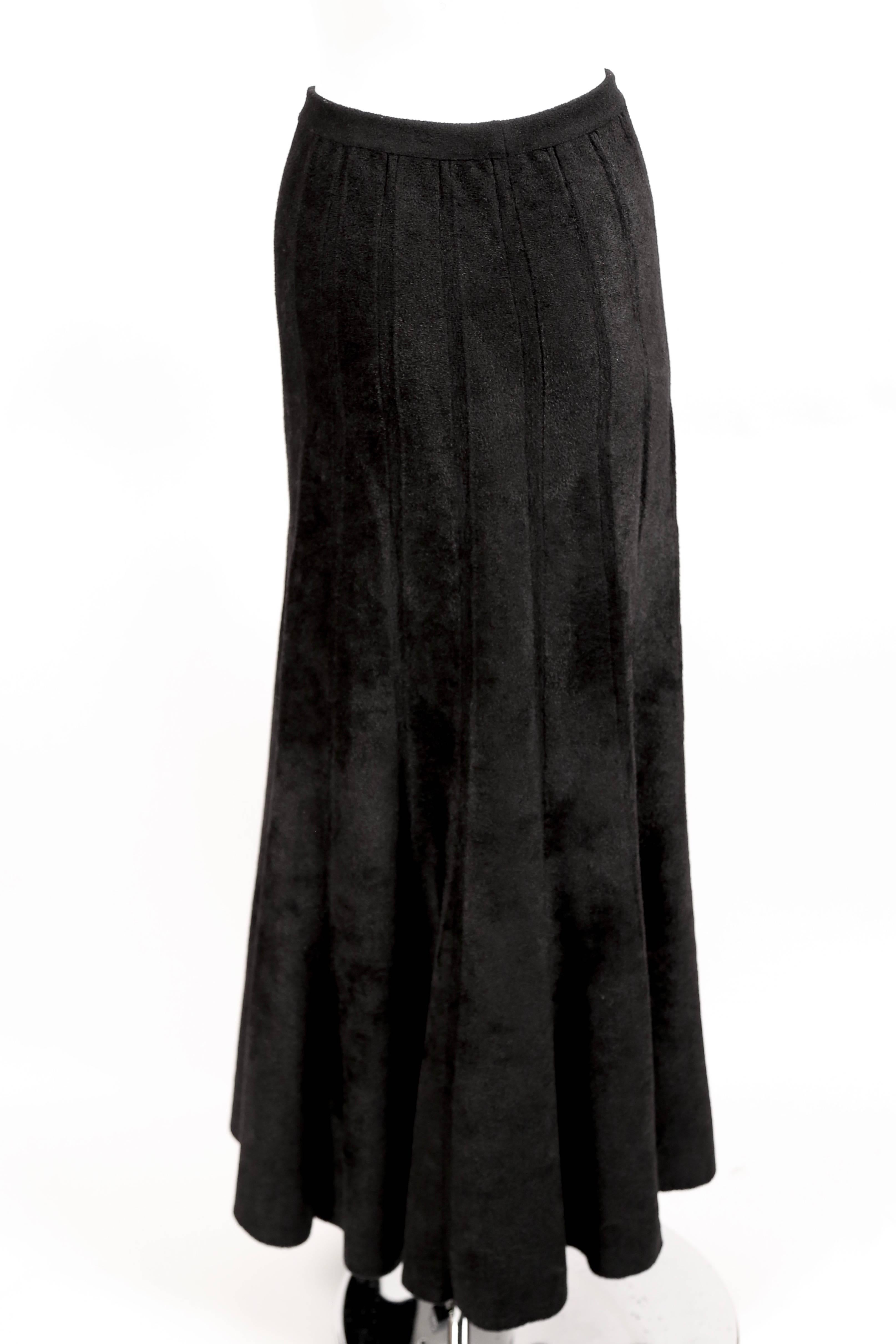 1990's AZZEDINE ALAIA long black chenille knit skirt In Excellent Condition In San Fransisco, CA