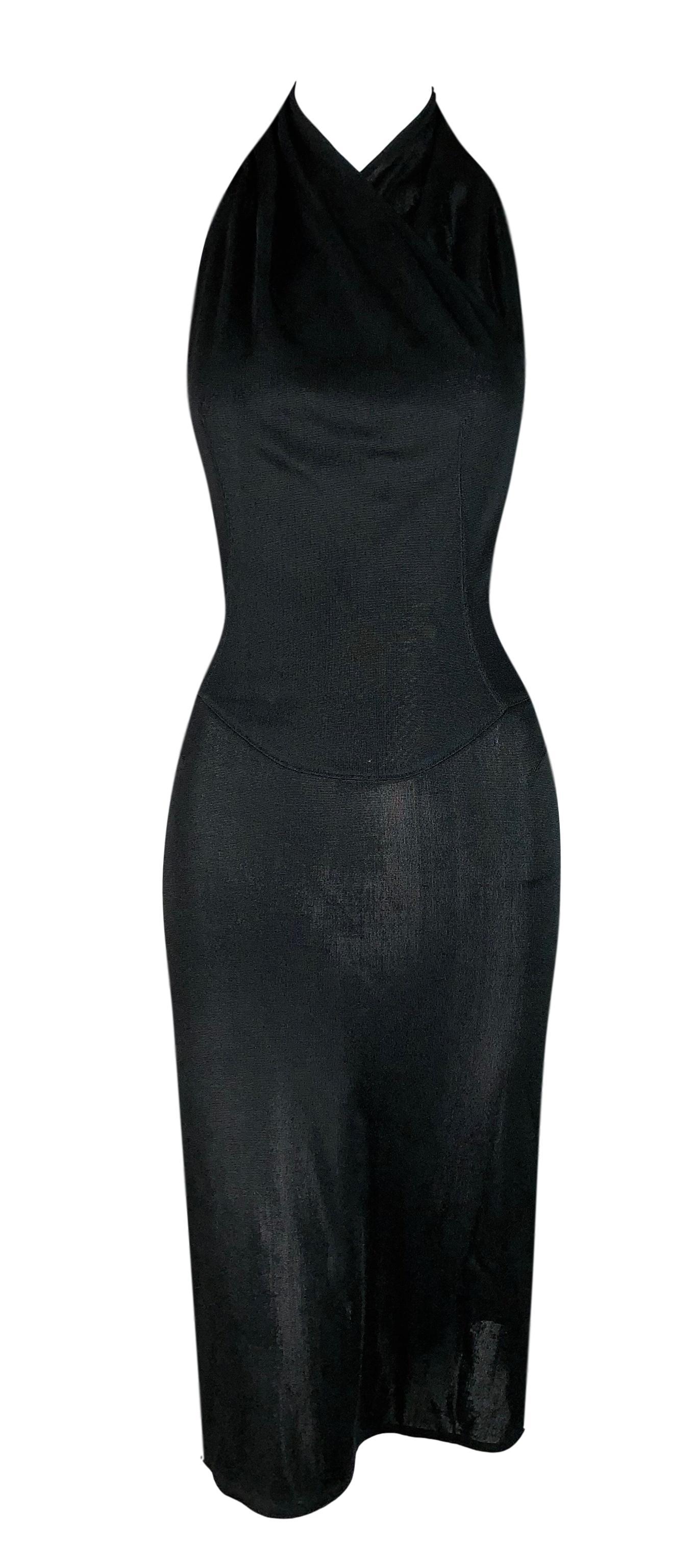 1990's Azzedine Alaia Semi-Sheer Black Backless Slinky Dress In Good Condition In Yukon, OK