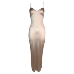 1990's Azzedine Alaia Sheer Nude Long Slip Dress