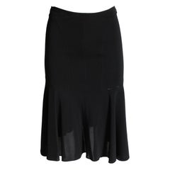 1990s Azzedine Alaïa Trumpet Skirt Black Perforated Viscose Vintage Size S