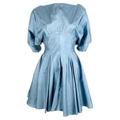 1990's AZZEDINE ALAIA turquoise nylon dress with full skirt
