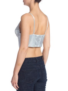 1990'S GIANNI VERSACE Baby Blue Satin Bra Top Buster Bustier