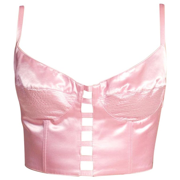 1990'S GIANNI VERSACE Baby Pink Satin Bra Top Buster Bustier For Sale at  1stDibs