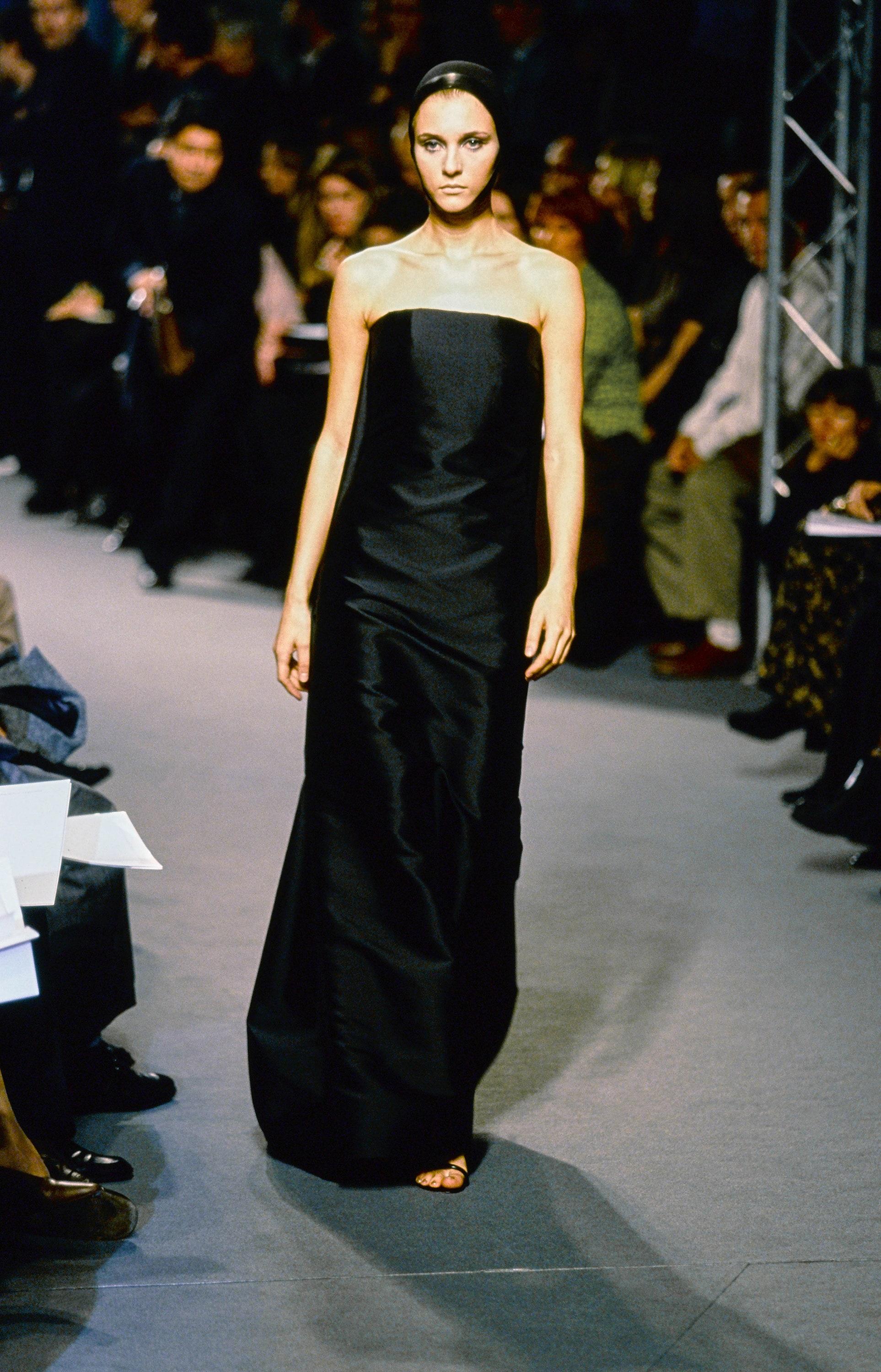 1990s Balenciaga Beige Silk Chiffon Column Dress In Excellent Condition In London, GB