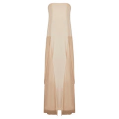 1990s Balenciaga Beige Silk Chiffon Column Dress