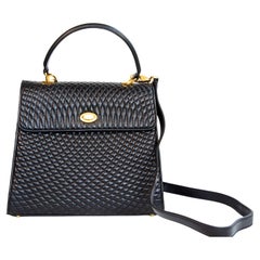 1990er Bally Schwarz gesteppte Cabrio-Tasche