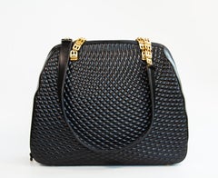 1990s Bally Black Quilted Leather Shoulder Bag