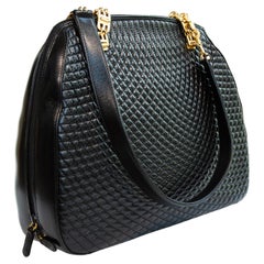 1990s Bally Black Quilted Leather Shoulder Bag
