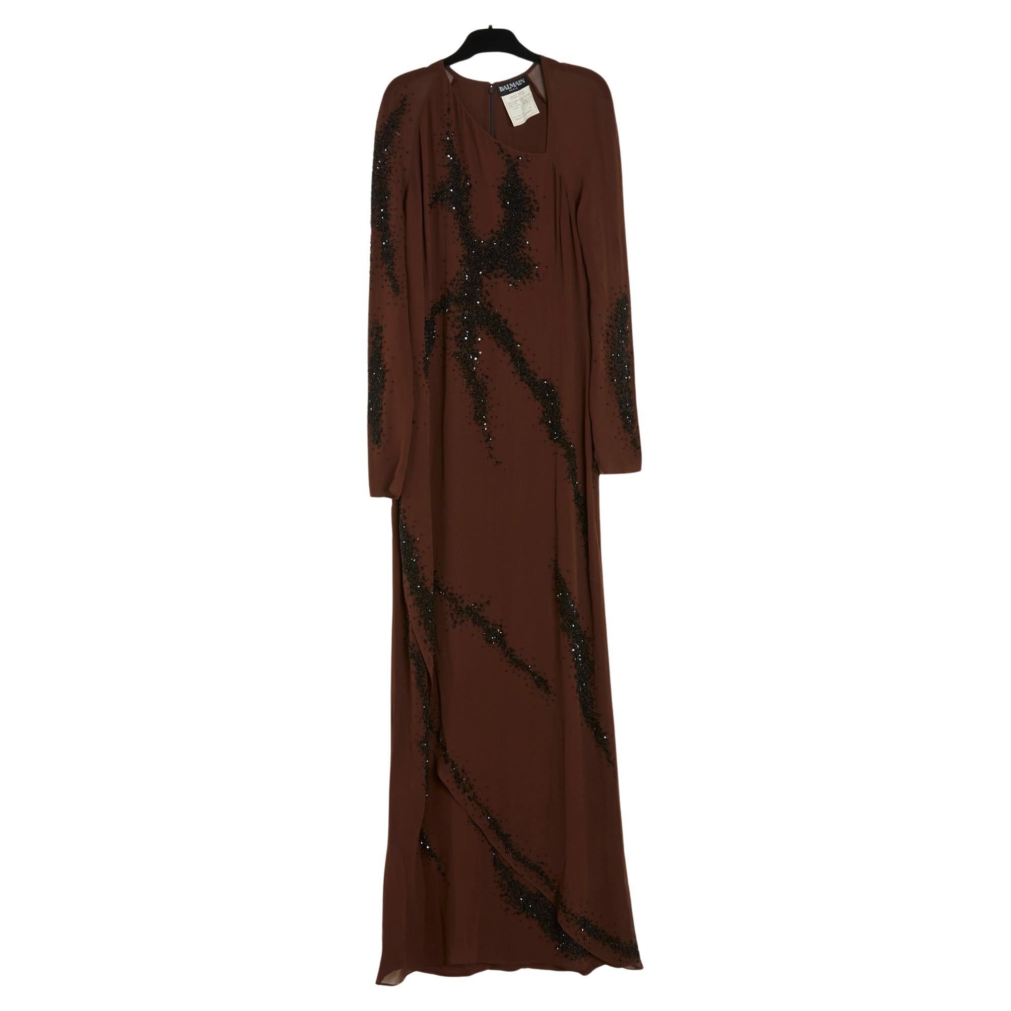 1990s Balmain silk crepe maxi dress FR38 For Sale