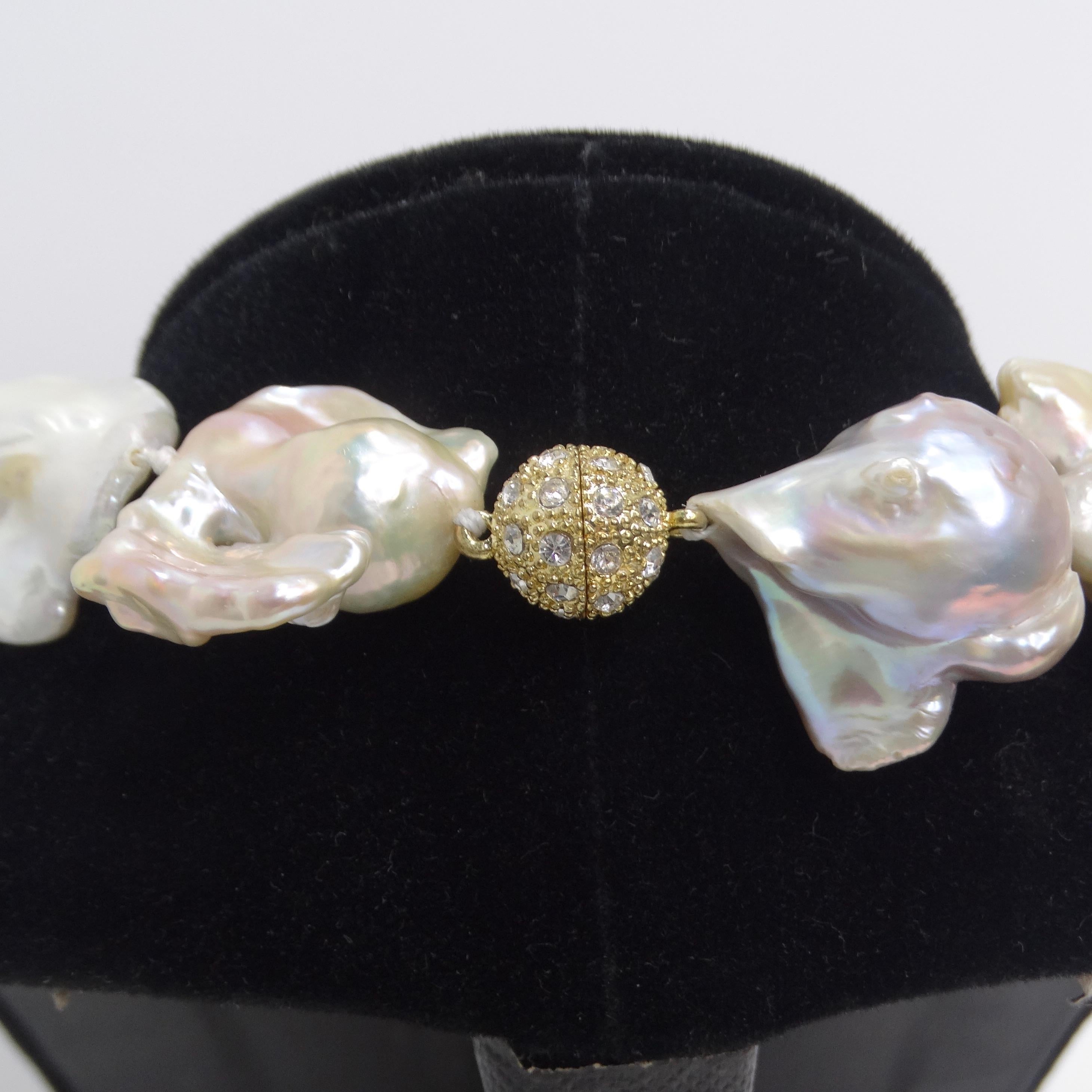Women's or Men's 1990s Baroque Pearl Necklace For Sale