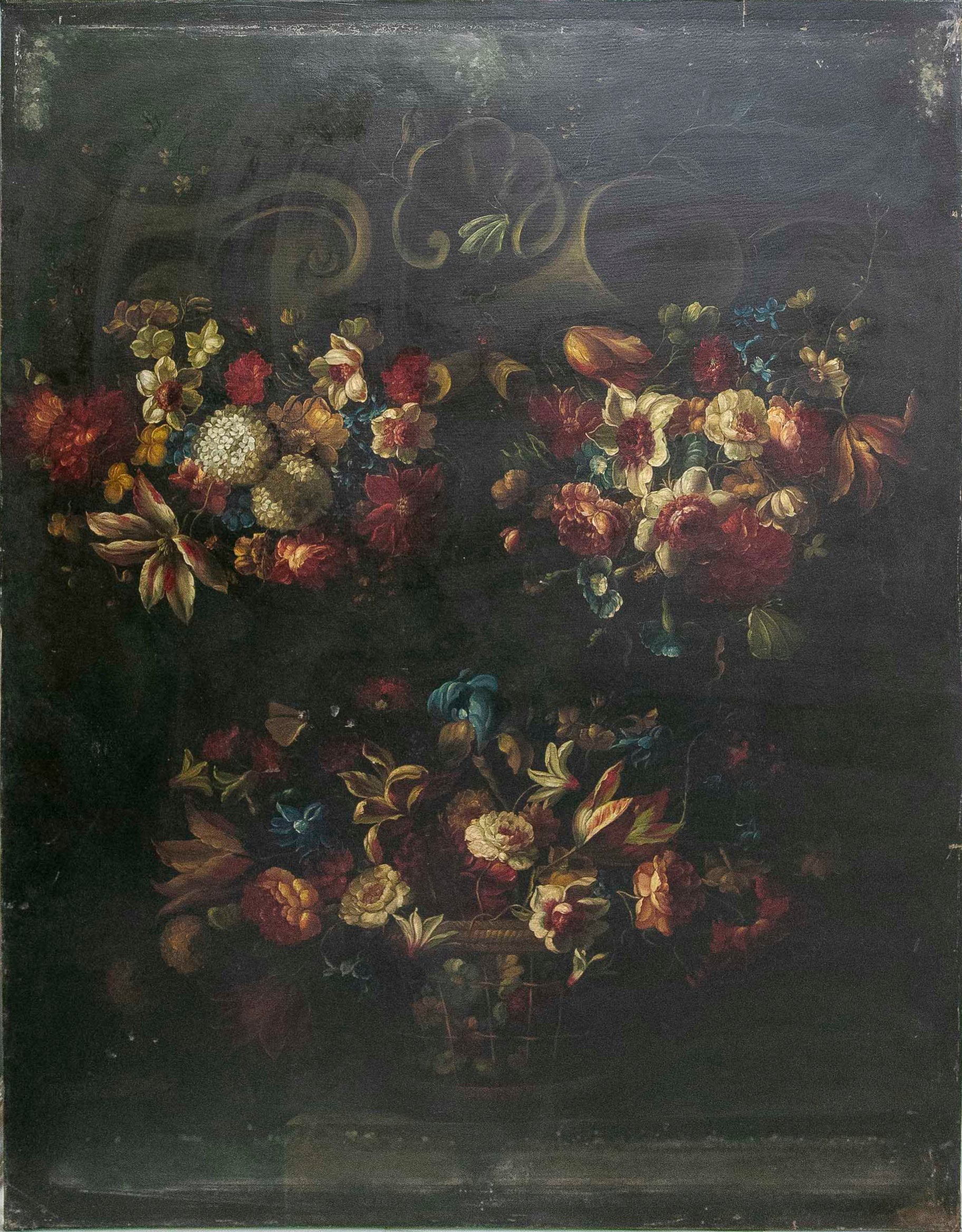 1990s Baroque Still Life with Floral Garlands For Sale