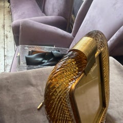 Cornice anni '90 Barovier in stile Art Deco in vetro di Murano ambrato e ottone