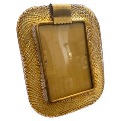 Cornice anni '90 Barovier in stile Art Deco in vetro di Murano ambrato e ottone