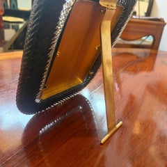 Marco Art Decó de Cristal de Murano Negro y Latón Estilo Barovier Años 90