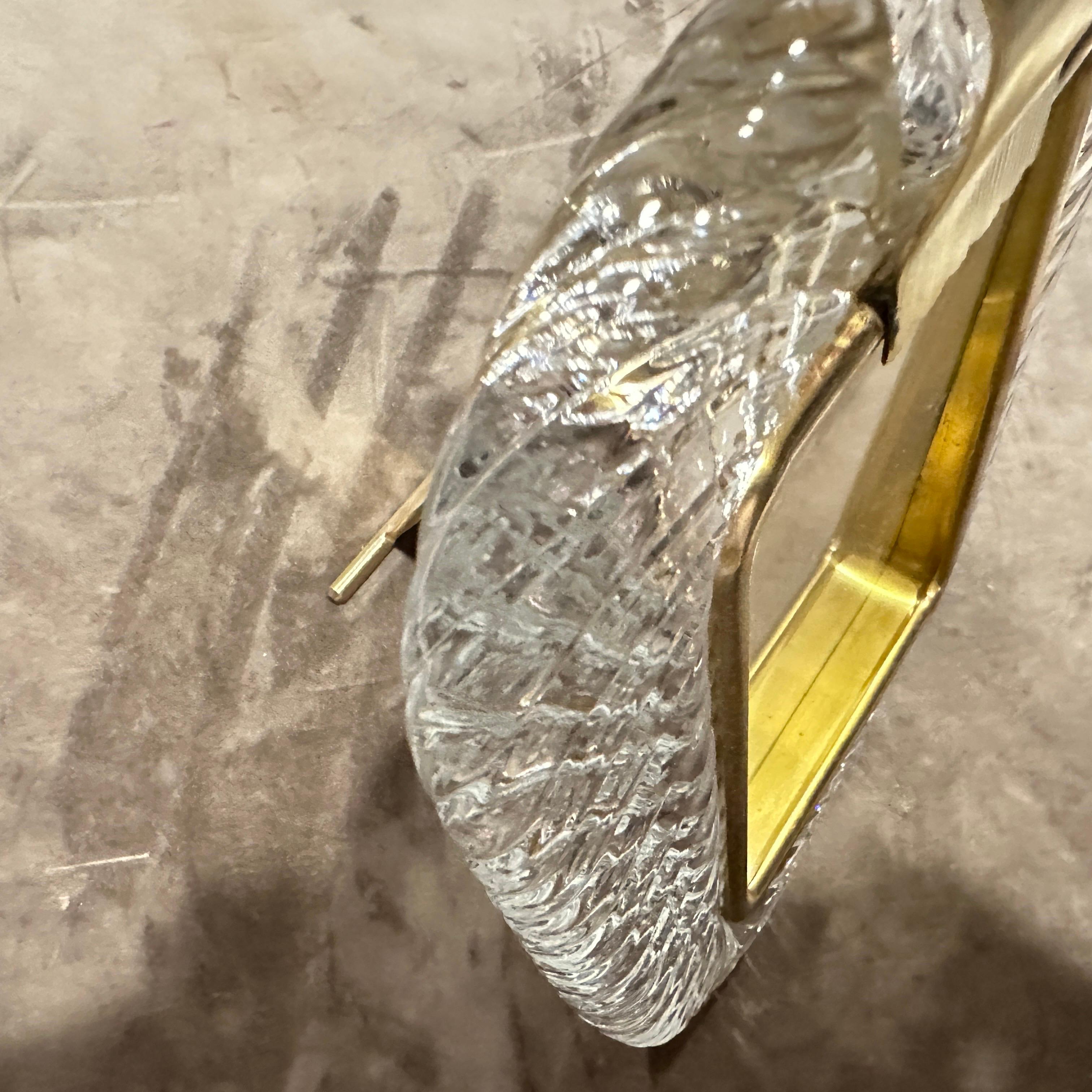 Cadre Art Déco des années 1990 en verre de Murano transparent et laiton, style Barovier en vente 6
