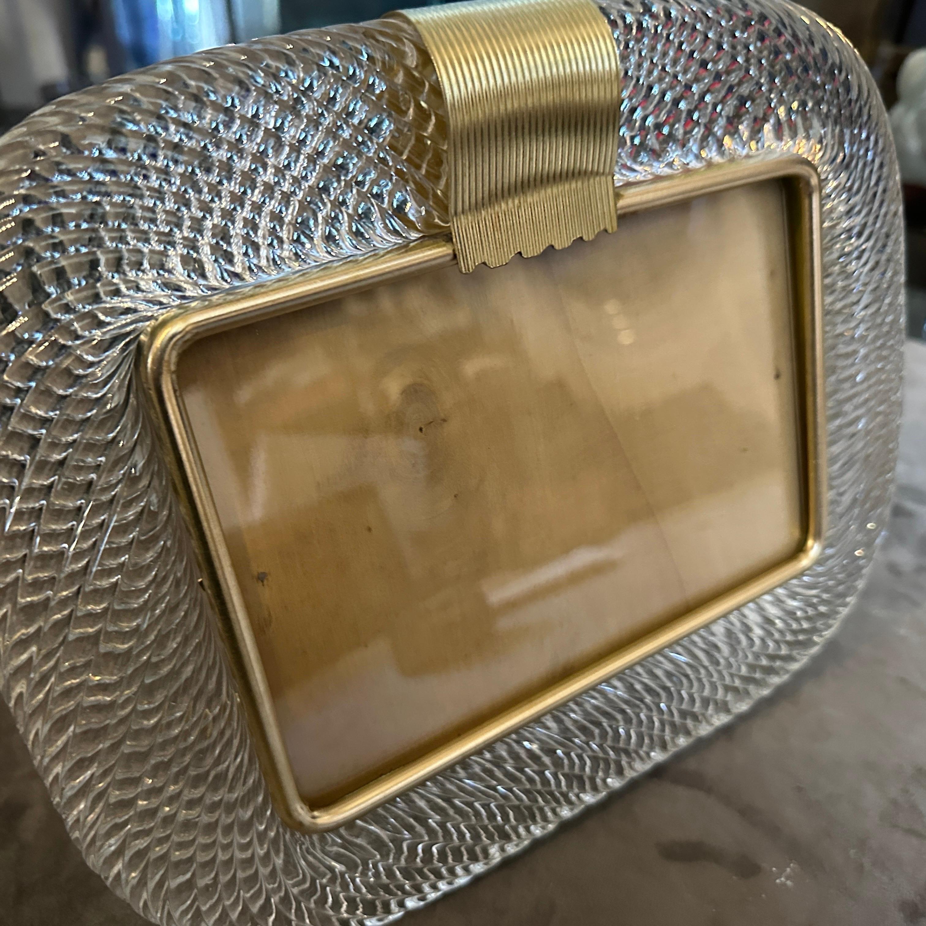 Marco de cristal de Murano transparente estilo Art Decó Barovier de los años 1990 en venta 3