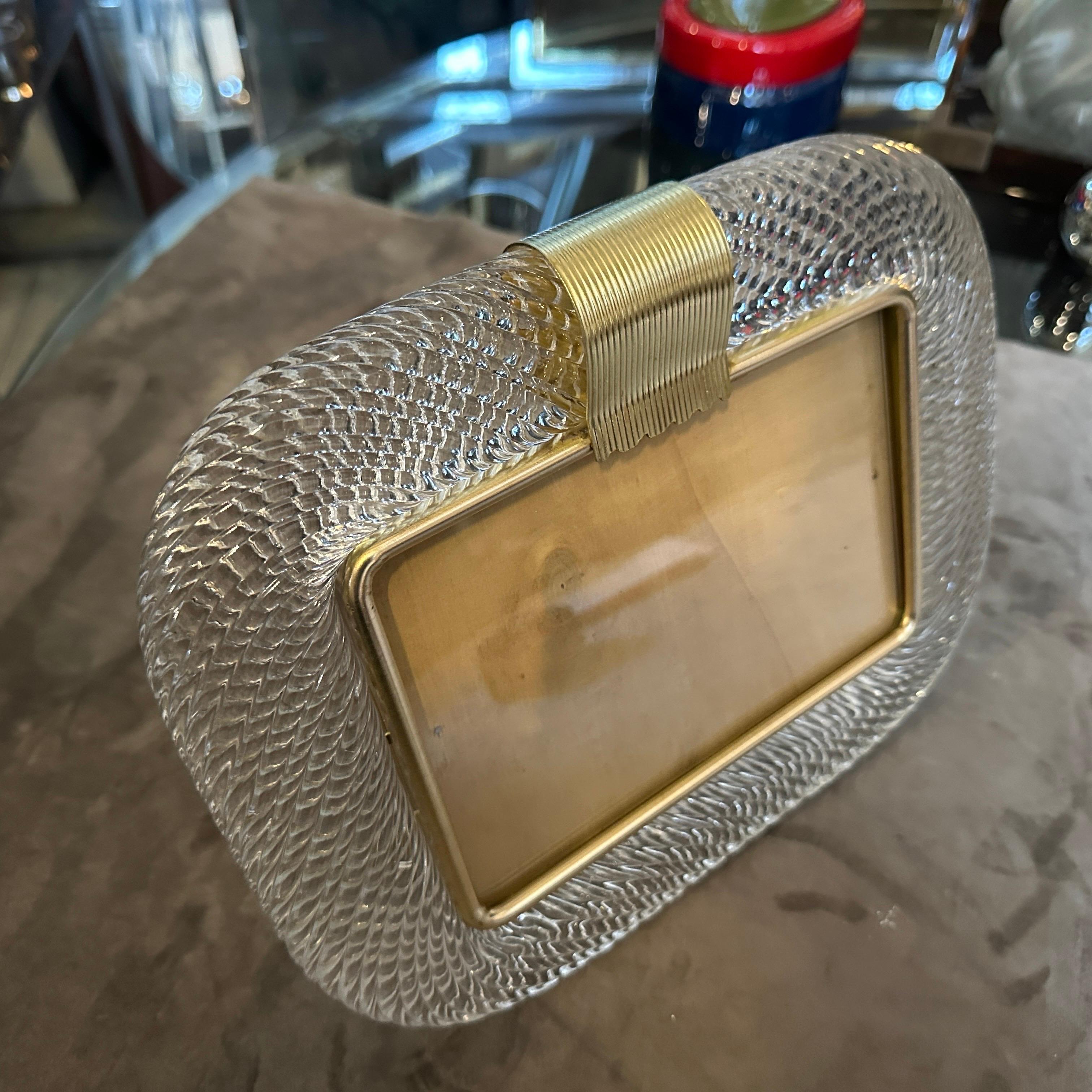 Marco de cristal de Murano transparente estilo Art Decó Barovier de los años 1990 Italiano en venta