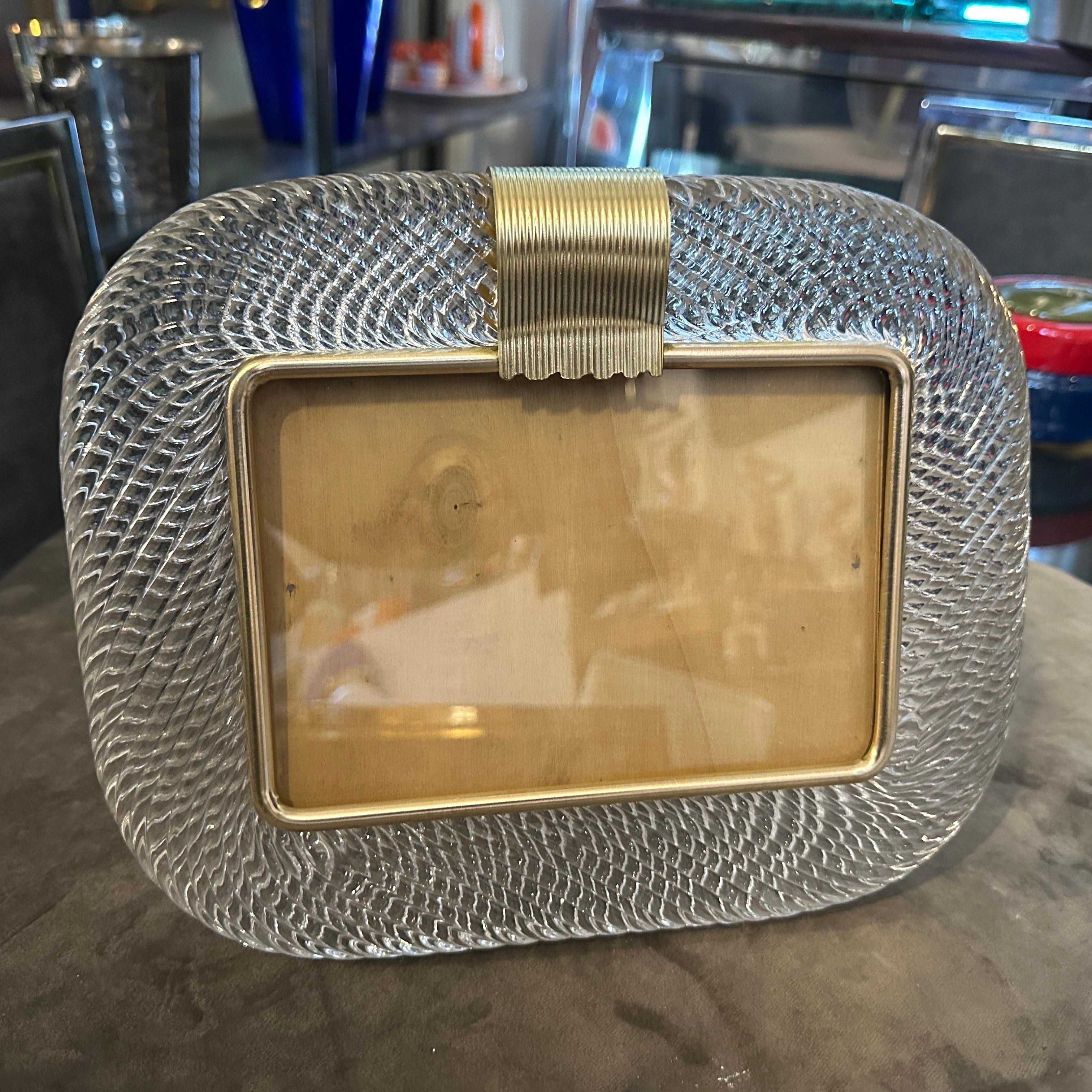 Marco de cristal de Murano transparente estilo Art Decó Barovier de los años 1990 Hecho a mano en venta